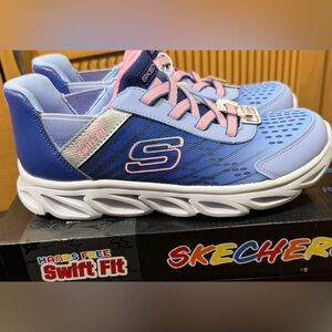 NIB  Skechers Girls Hands Free Swift Fit Flex Glide on Sneaker size 3 BLUE READ